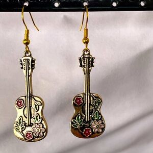 Floral Guitar Earrings